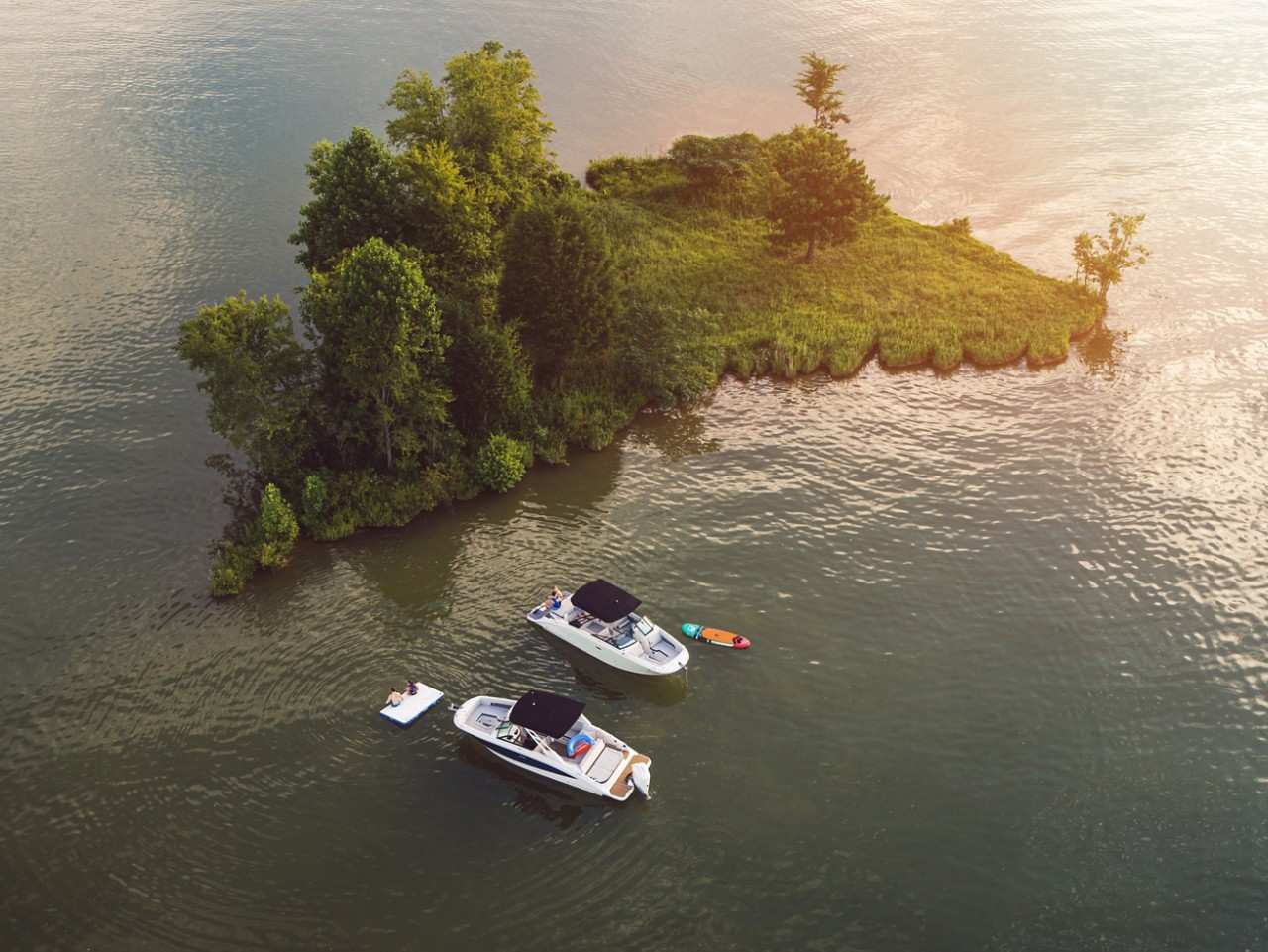 Two Sea Ray SDX Deck Boats, Aerial View