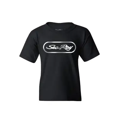 youth black t shirt with Sea Ray logo