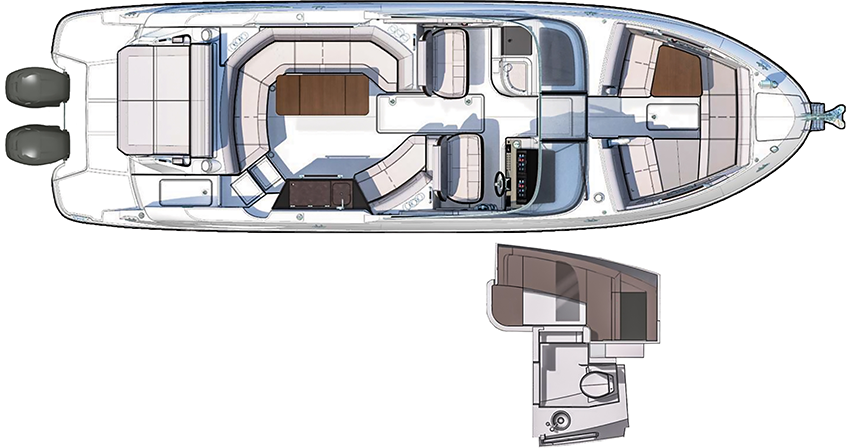 Sea Ray SLX 350 Outboard Floorplan